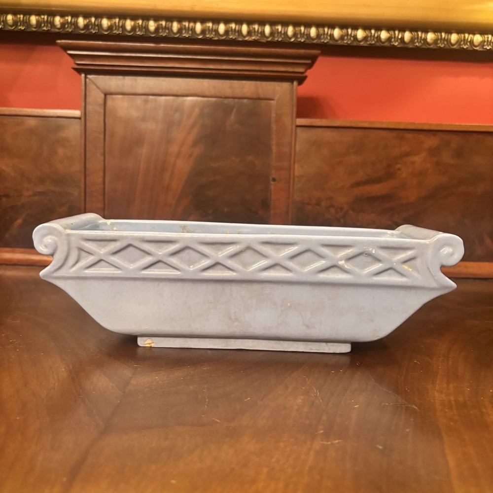 Vintage Abingdon USA Blue Art Pottery‎ Planter Window Box Cachepot 10"
